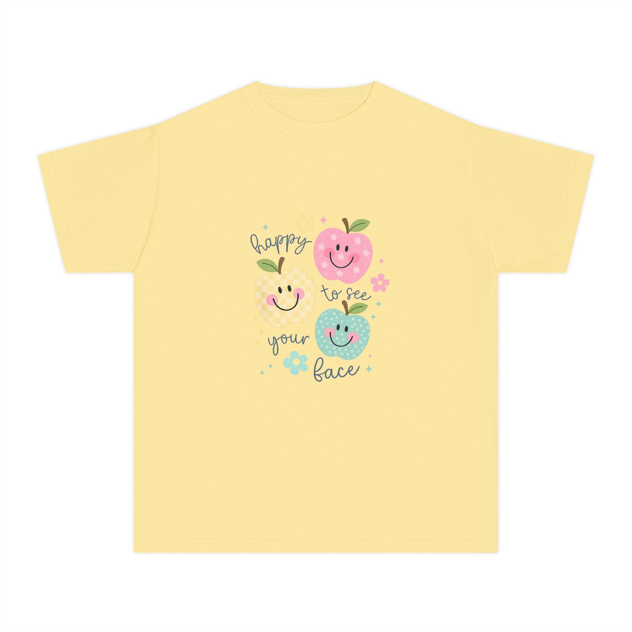 Youth Tee — Cute Fruit Smiles “Happy to See Your Face” Kids T-Shirt