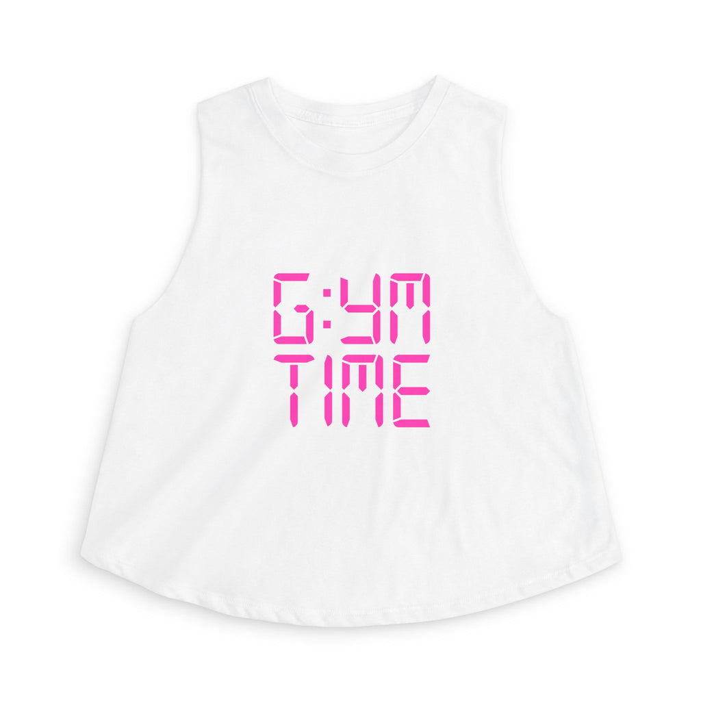 Crop Top — Pink 'Gym Time' Digital Clock Tank for Women
