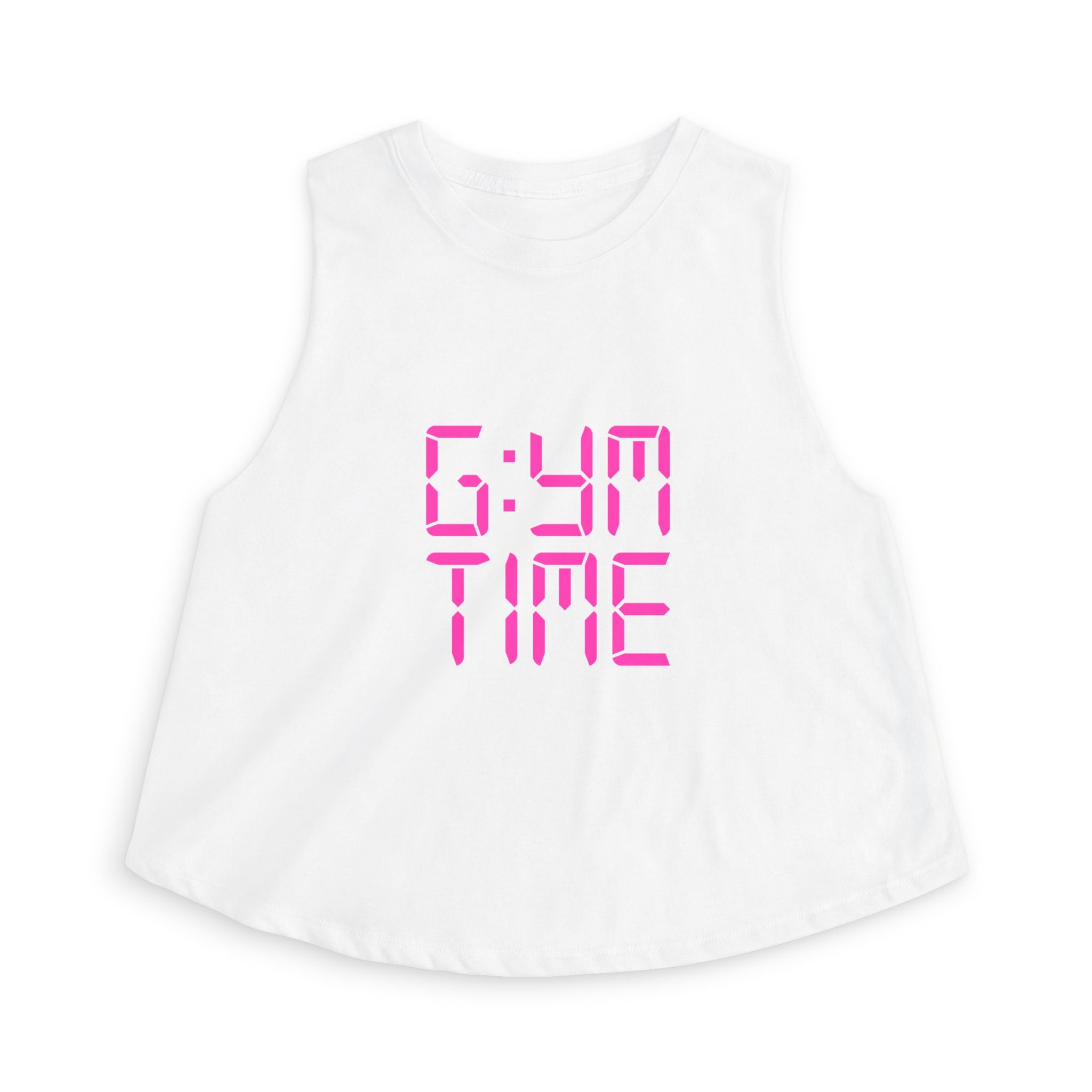 Crop Top — Pink 'Gym Time' Digital Clock Tank for Women