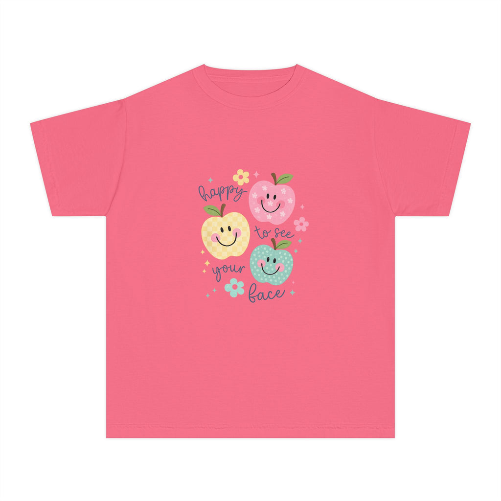 Youth Tee — Cute Fruit Smiles “Happy to See Your Face” Kids T-Shirt