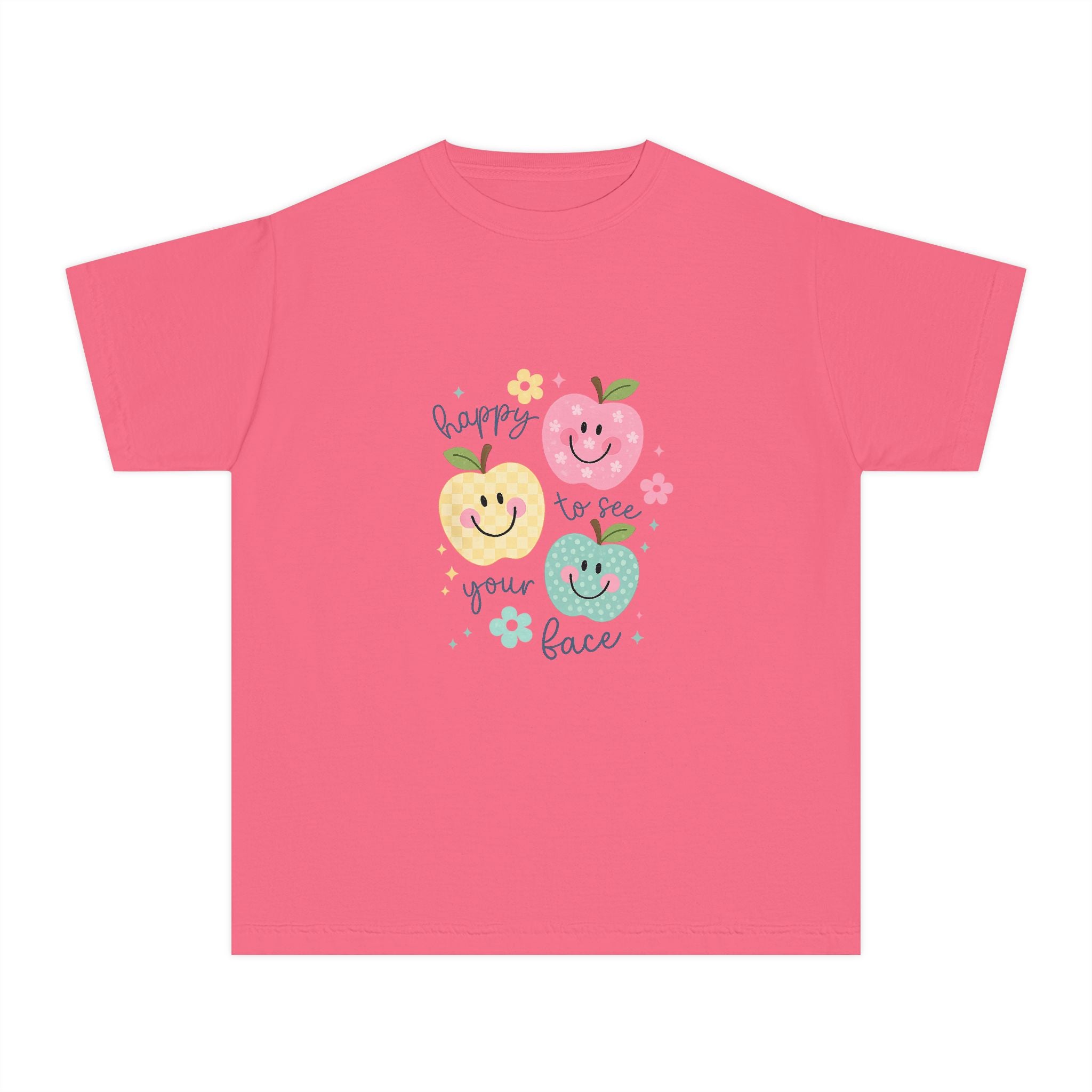 Youth Tee — Cute Fruit Smiles “Happy to See Your Face” Kids T-Shirt