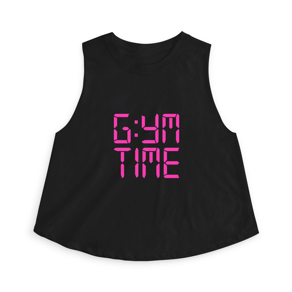 Crop Top — Pink 'Gym Time' Digital Clock Tank for Women