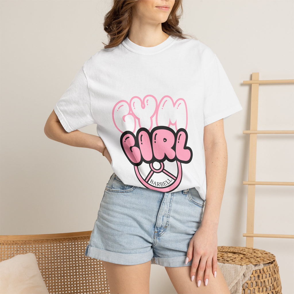 Gym Girl T-Shirt — Pink Barbell Fitness Tee